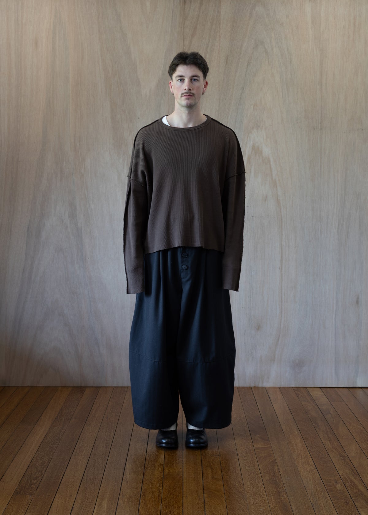 [ Jill ] Waffle Knit T-shirt / Dirt