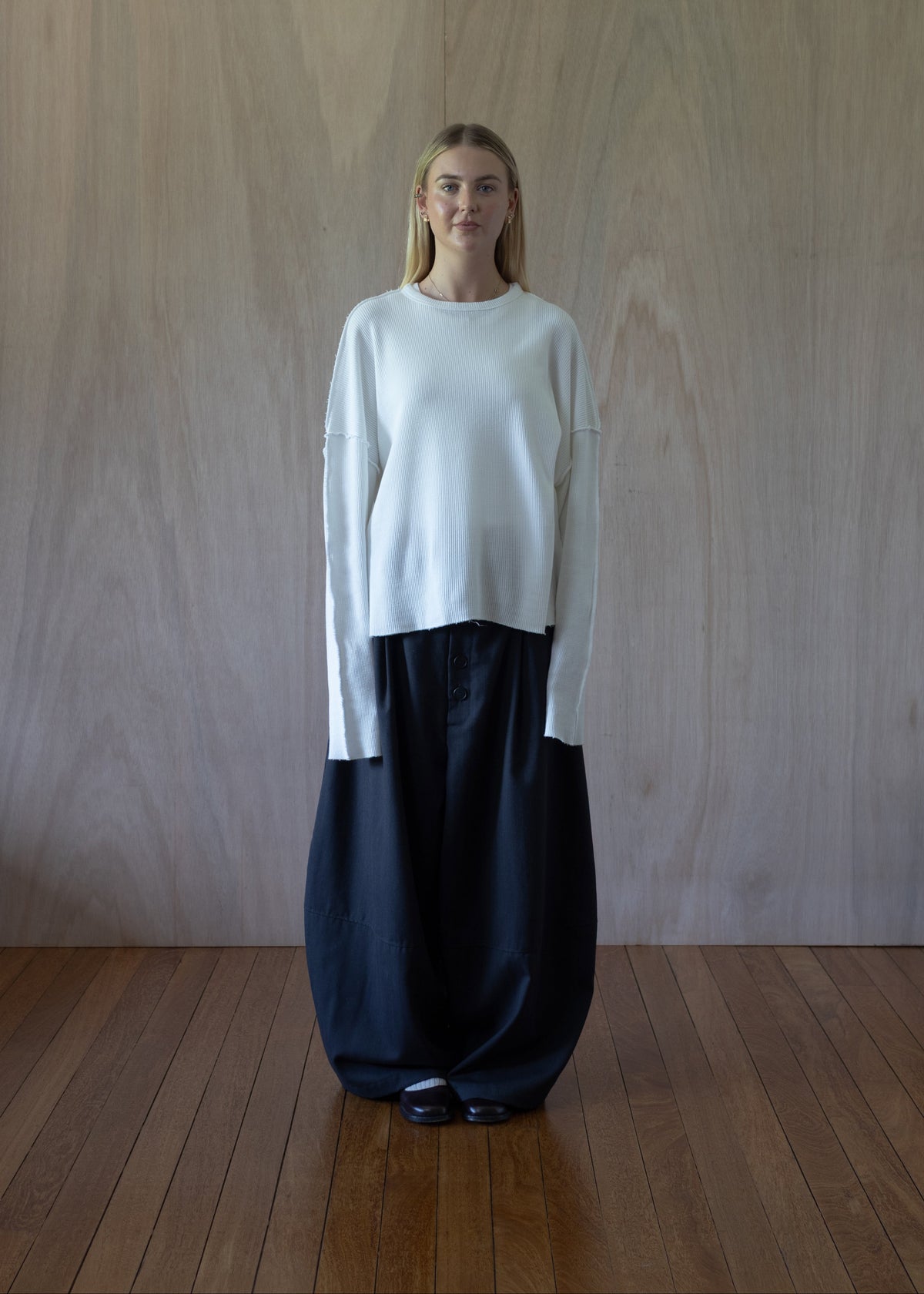 [ Jill ] Waffle Knit T-shirt / Milk