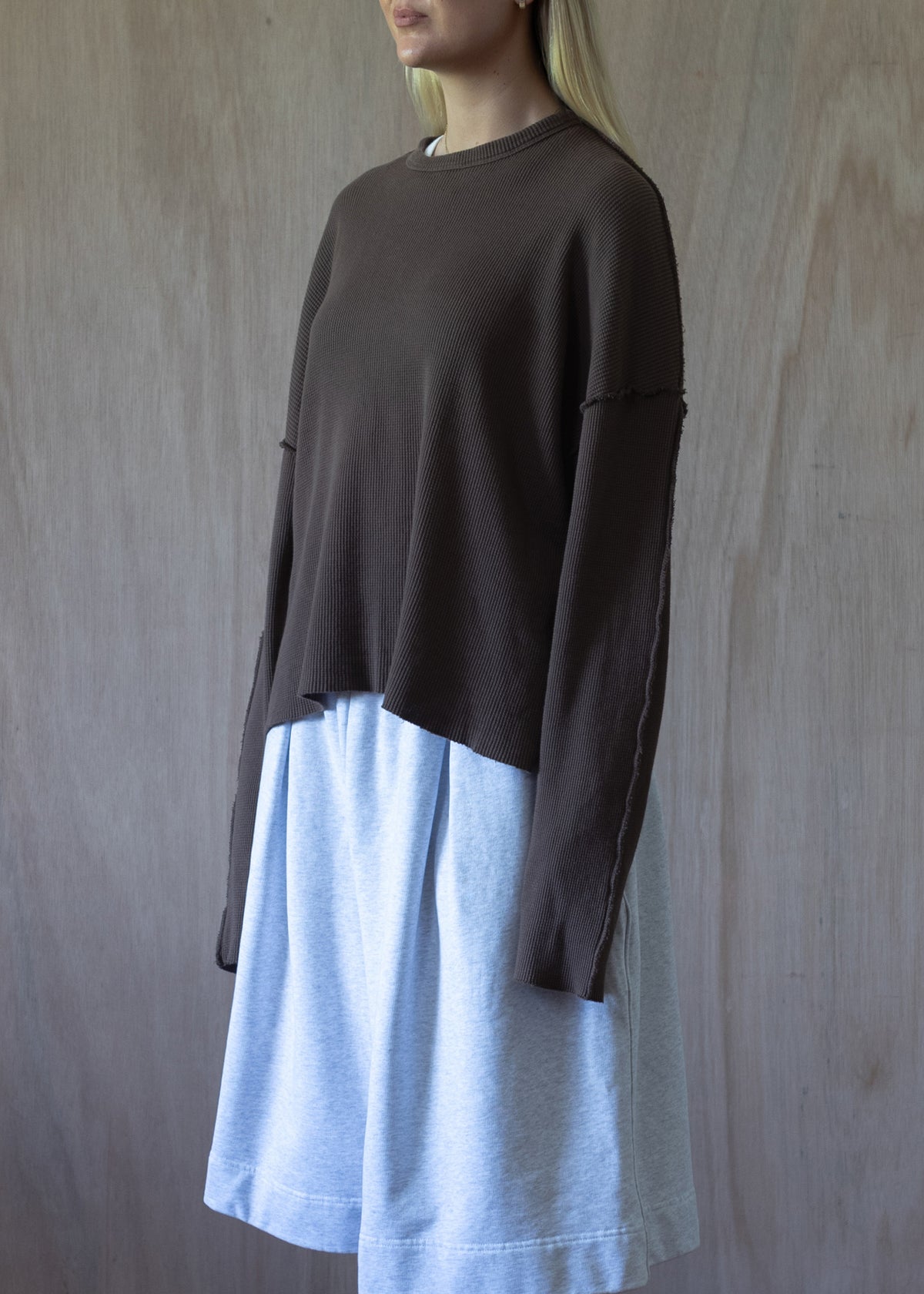 [ Jill ] Waffle Knit T-shirt / Dirt