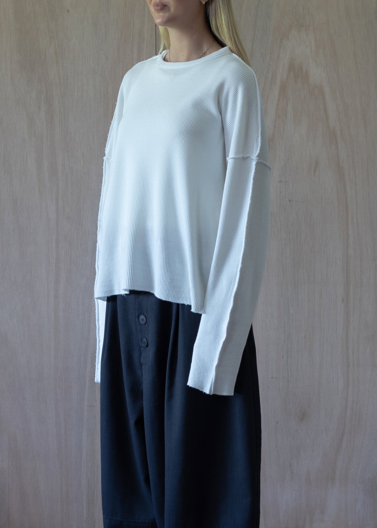 [ Jill ] Waffle Knit T-shirt / Milk