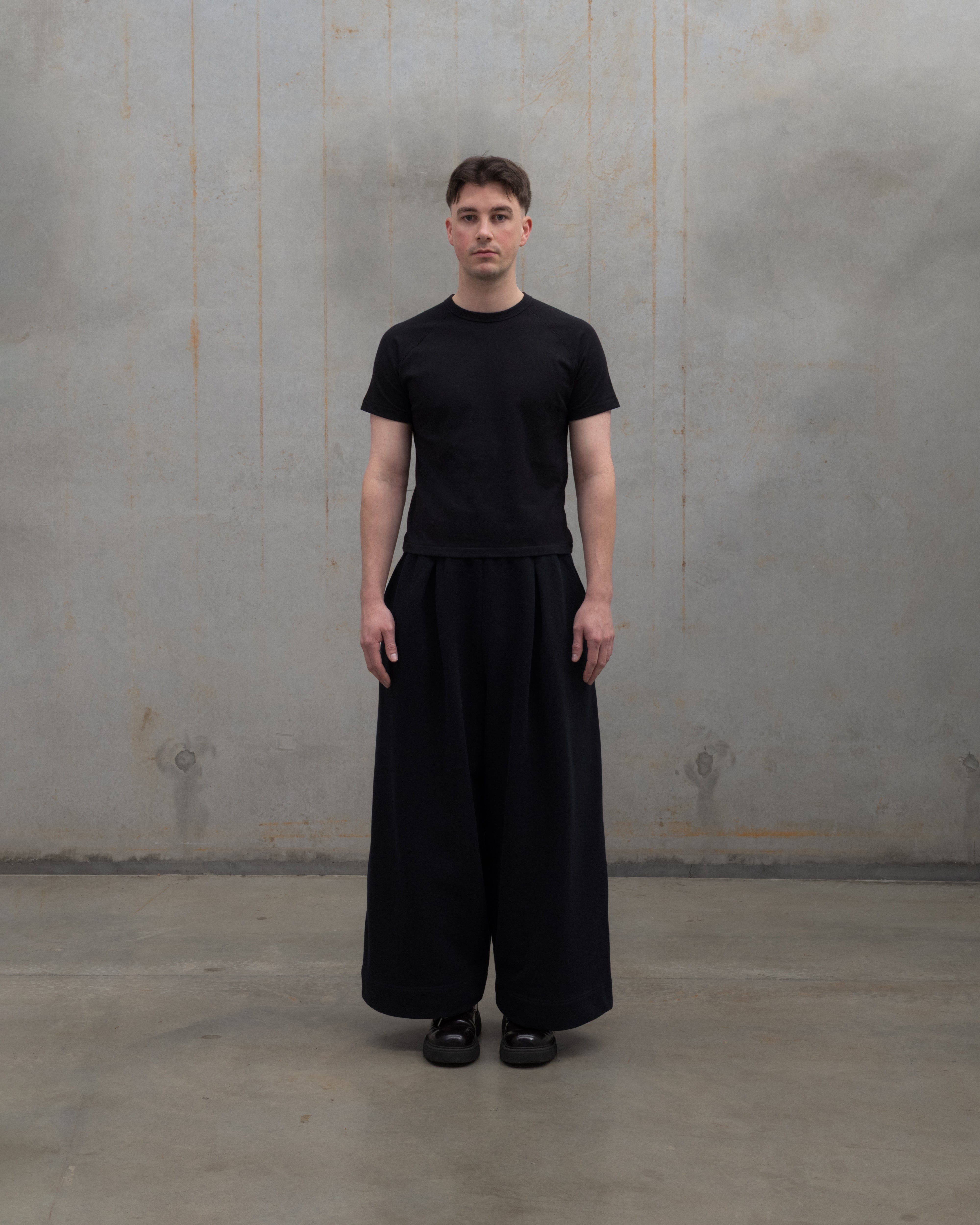 パンツ layered design archive pants wide flare Hans ] Double Pleated Cotton Trouser / Onyx – Sacred Archive